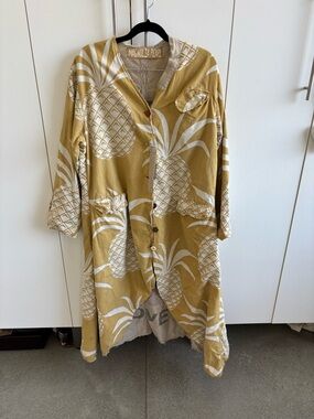 Magnolia Pearl Patchwork Pineapple & Surf Duster Coat in Yellow and Beige